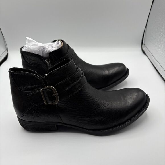 Born Women's Kati Block Heel Leather Boot Black Women’s 6.5 Biker Outdoor - Picture 1 of 10